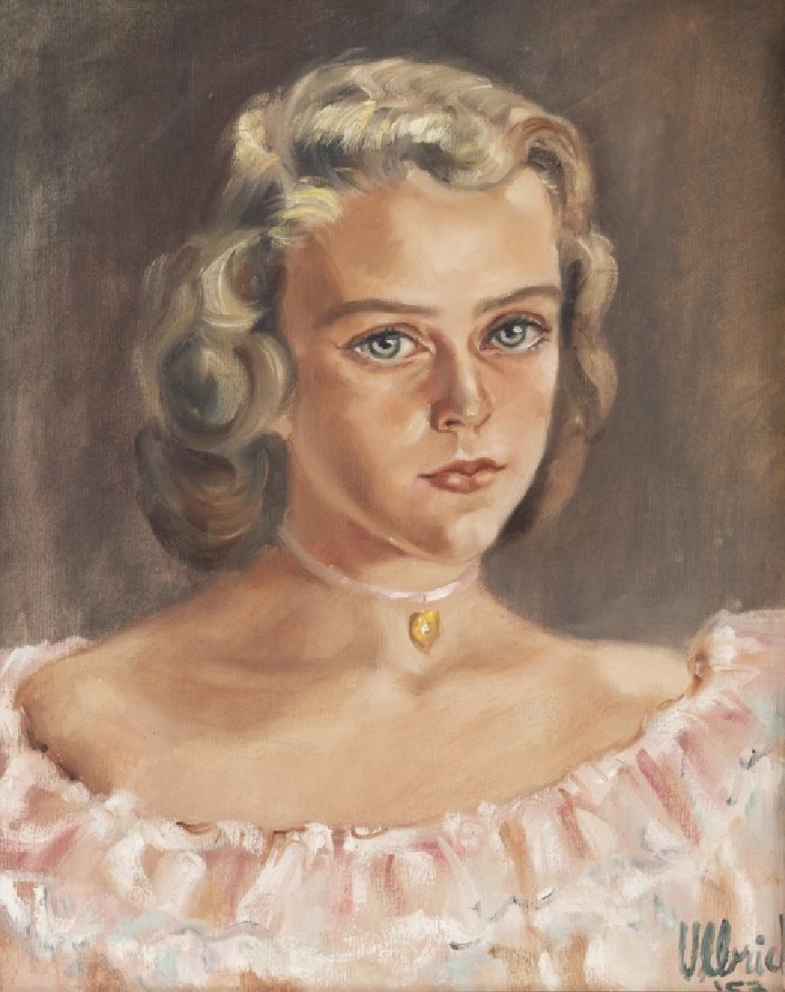 Margaret Keane (American, b. 1927): Portrait of a young woman and a young man (a pair), 1953. Each oil on canvas, each signed and dated 'Ulbrich '53' (lower right),, each framed. 20 in. H x 16 in. W (each) Frames: 28 in. H x 24 in. W x 