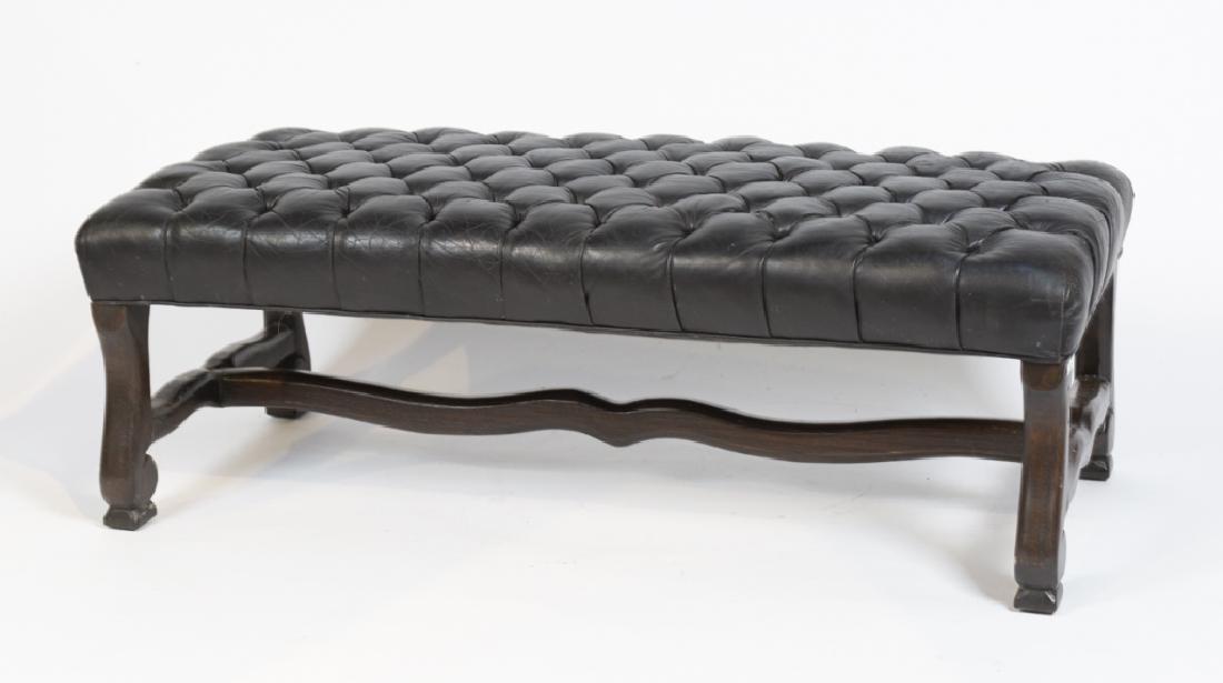 A Baroque style tufted leather bench (1 of 3)