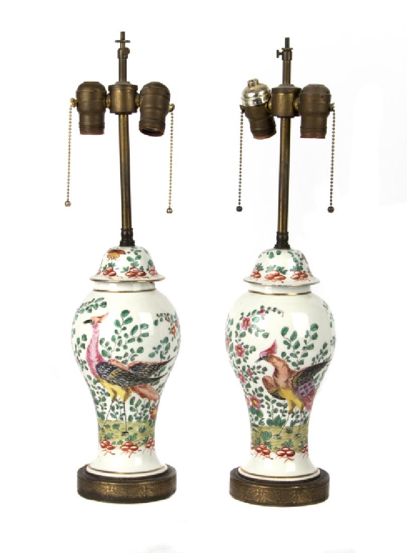 A pair of Chinese style gilt mounted table lamps (1 of 4)