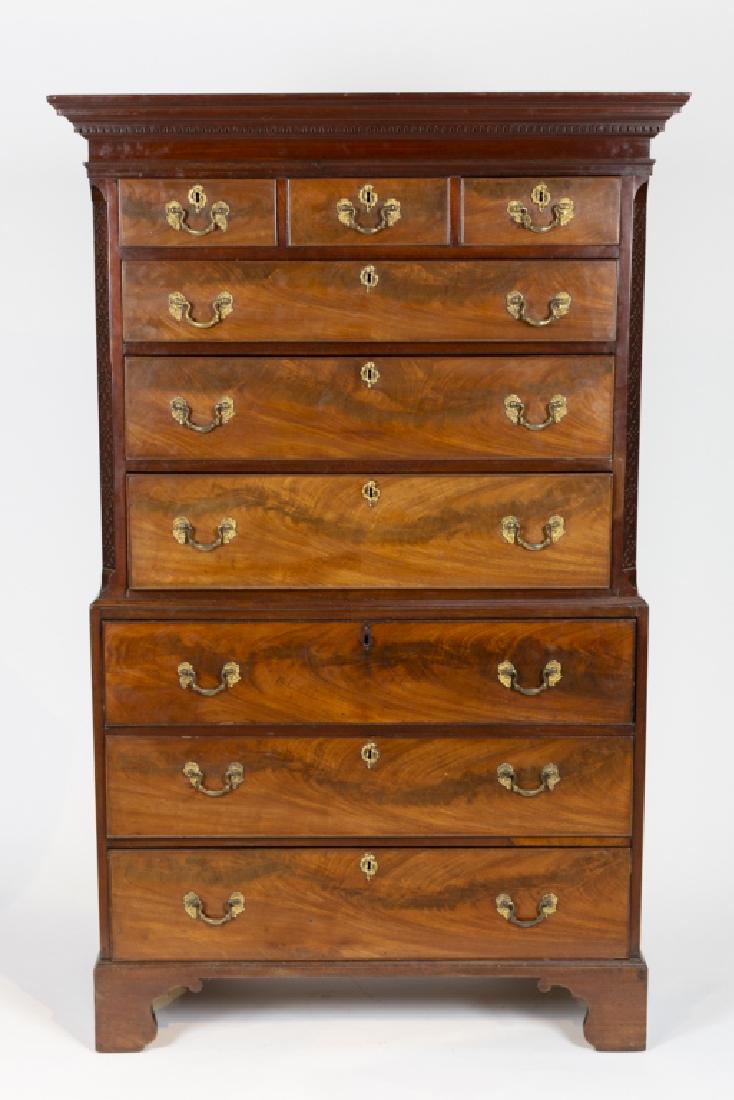 A Chippendale mahogany chest on chest (1 of 4)