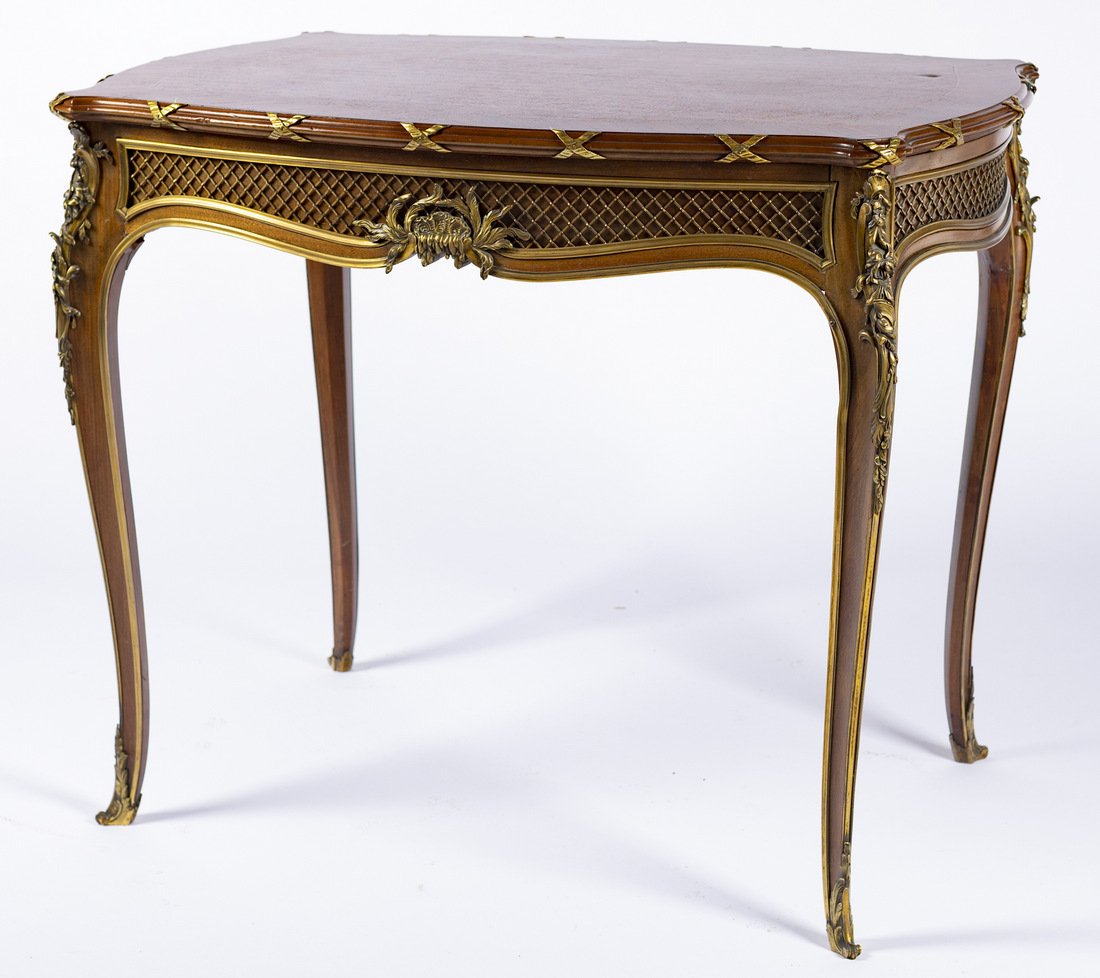 A Louis XV style gilt mounted center table (1 of 8)