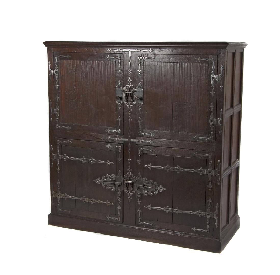 A Belgian Baroque silvered metal and oak cabinet (1 of 5)