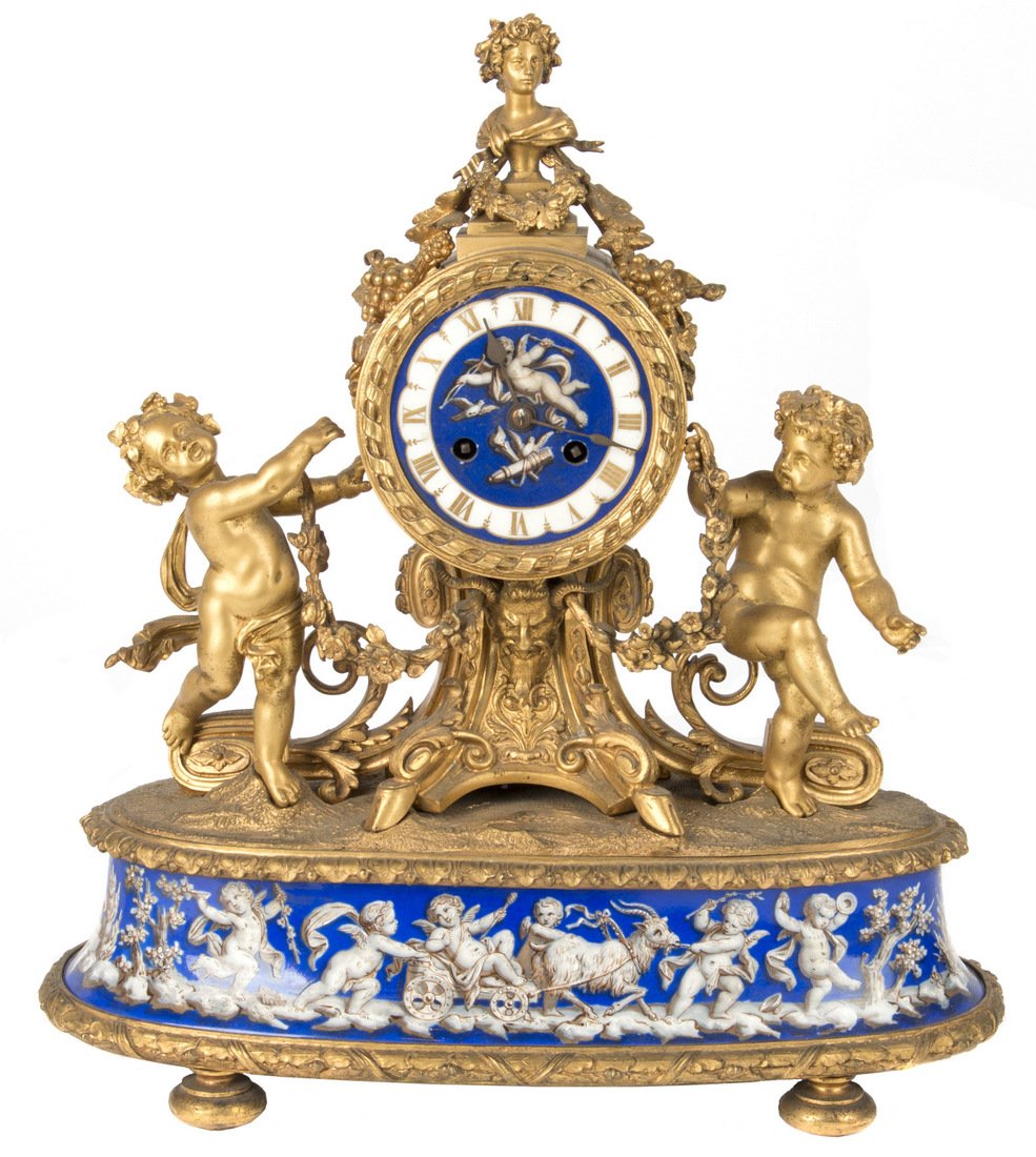 Louis XV style gilt bronze mantel clock (1 of 10)