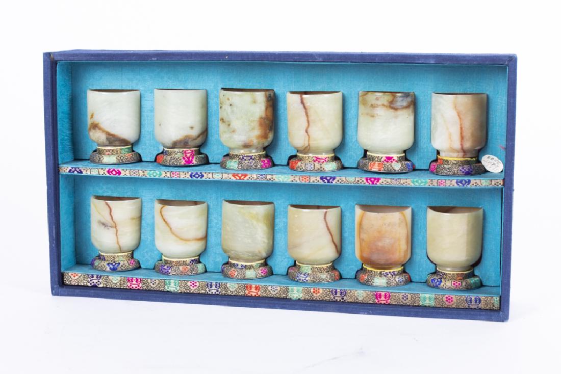 A set of 12 Chinese stone cups (1 of 3)