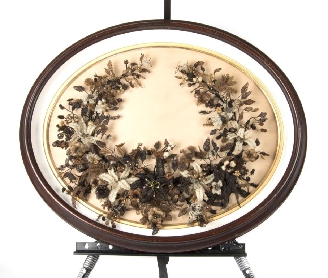 A large Victorian mourning hair wreath (1 of 3)