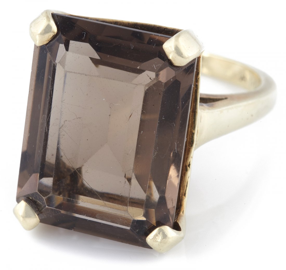 A smokey quartz, 14k yellow gold ring (1 of 4)