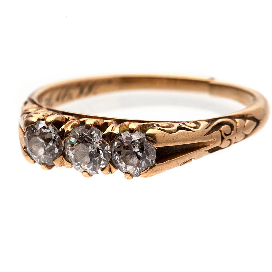 A Victorian diamond, 14k yellow gold ring (1 of 5)