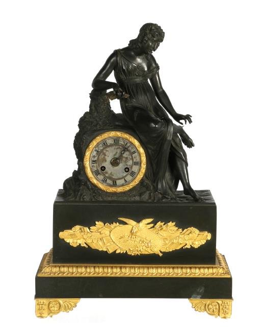 French Empire style figural mantle clock (1 of 6)