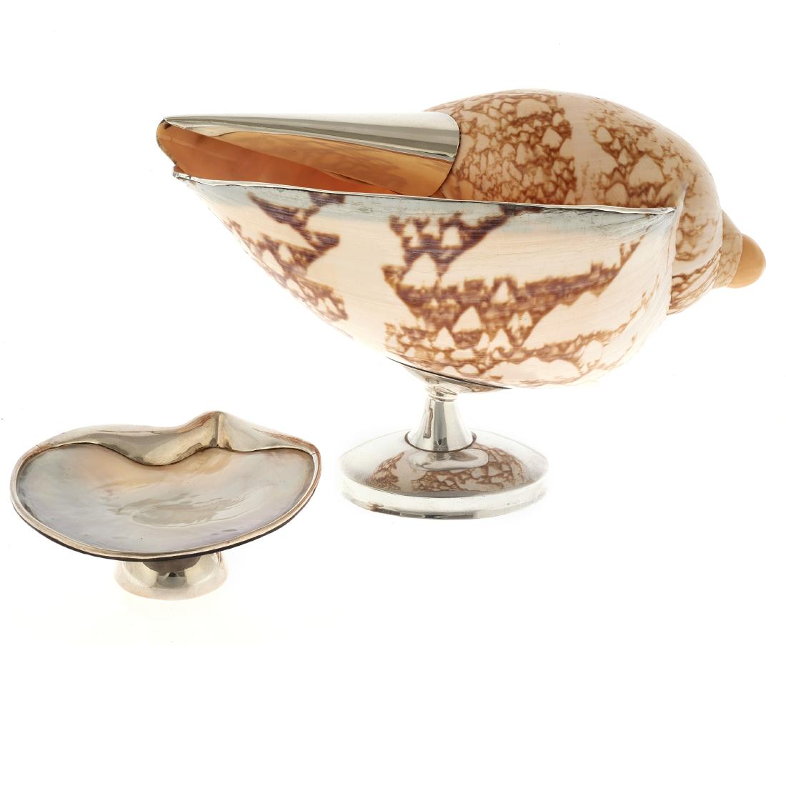 A group of two sterling mounted sea shells (1 of 4)