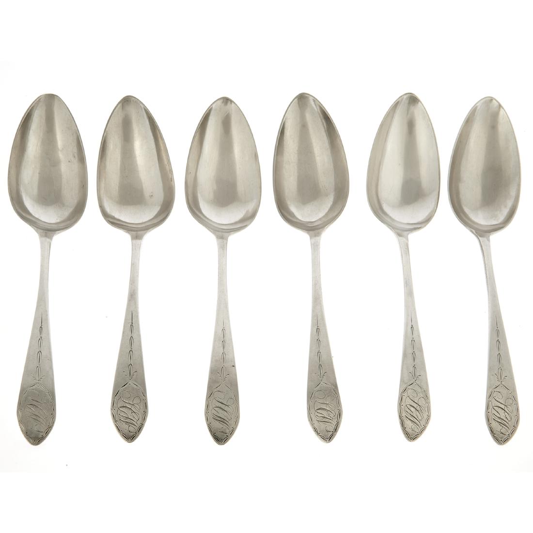 An American silver set of six tablespoons by John (1 of 4)
