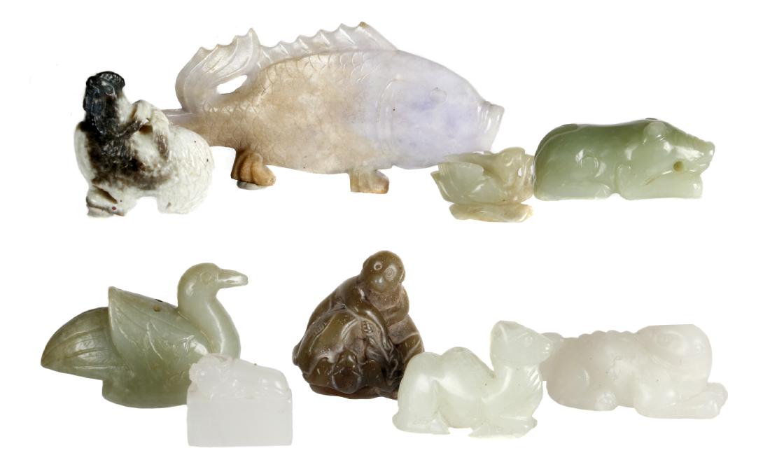 Nine Chinese jade animal carvings (1 of 6)