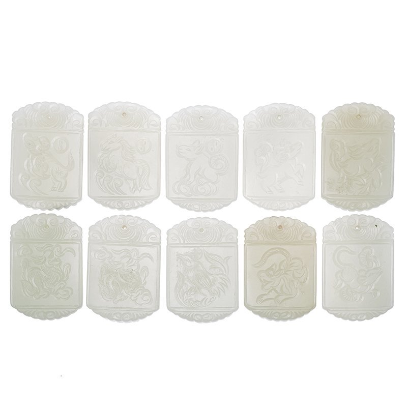 Partial set of ten Chinese jade plaques (1 of 3)