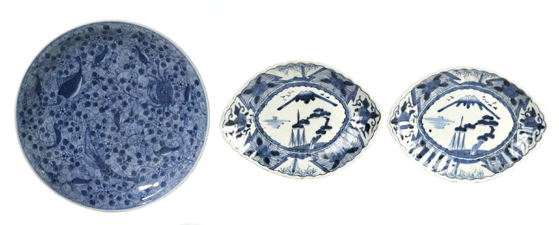 Three Japanese underglaze blue dishes (1 of 8)