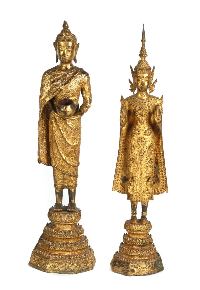 Two Thai gilt bronze figures of Buddha (1 of 5)