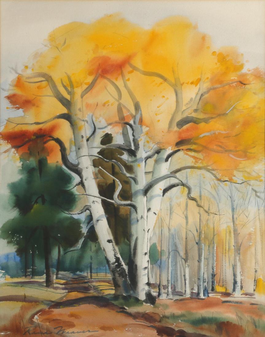 Rene Weaver (American, 1897-1984): Sierra Gold Watercolor on paper, signed 'Rene Weaver' (lower left), framed. 3o 1/2in. H x 22 1/2in. W Frame: 40in. H x 33in. W x 2in. L Condition: Colors fresh, light mat staining, otherwise, no other