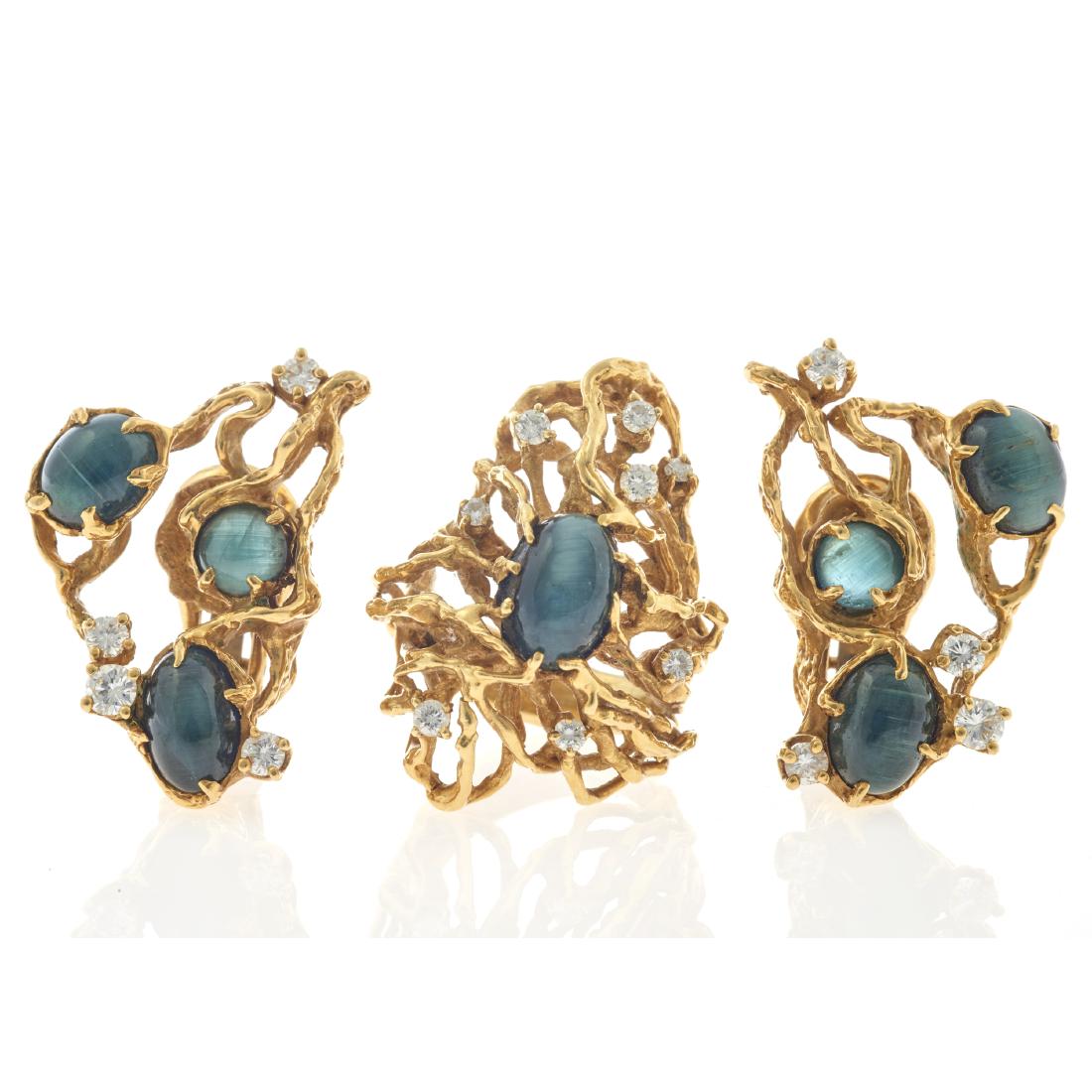 An Arthur King Modernist diamond, chrysoberyl, 18k (1 of 4)