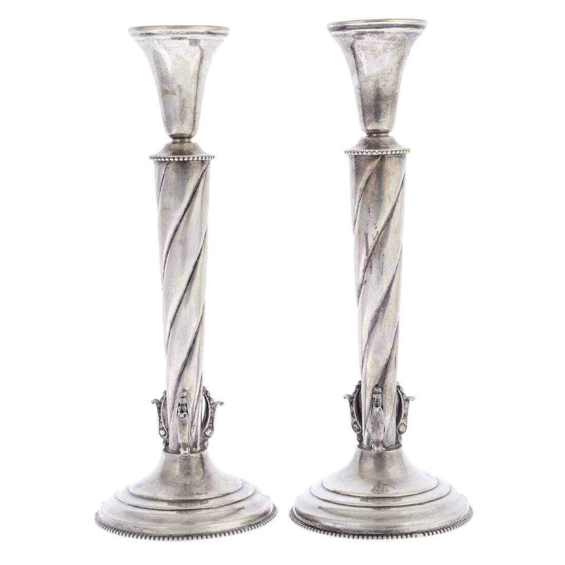 A pair of American Jensen style sterling silver candle (1 of 5)