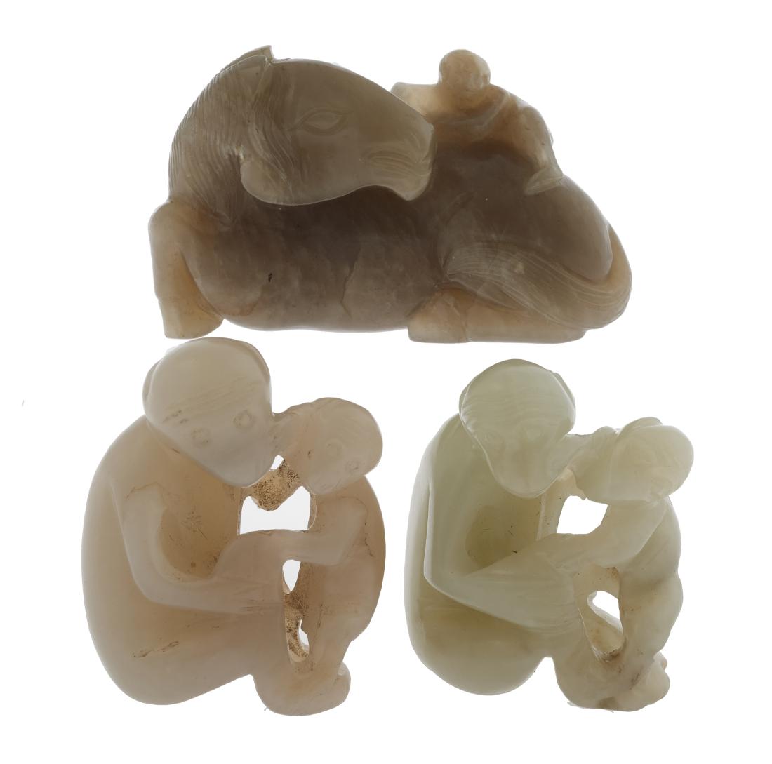 Three Chinese jade monkey carvings (1 of 3)