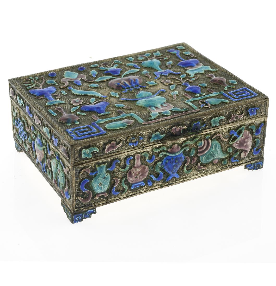 A Chinese export enameled silver box (1 of 5)