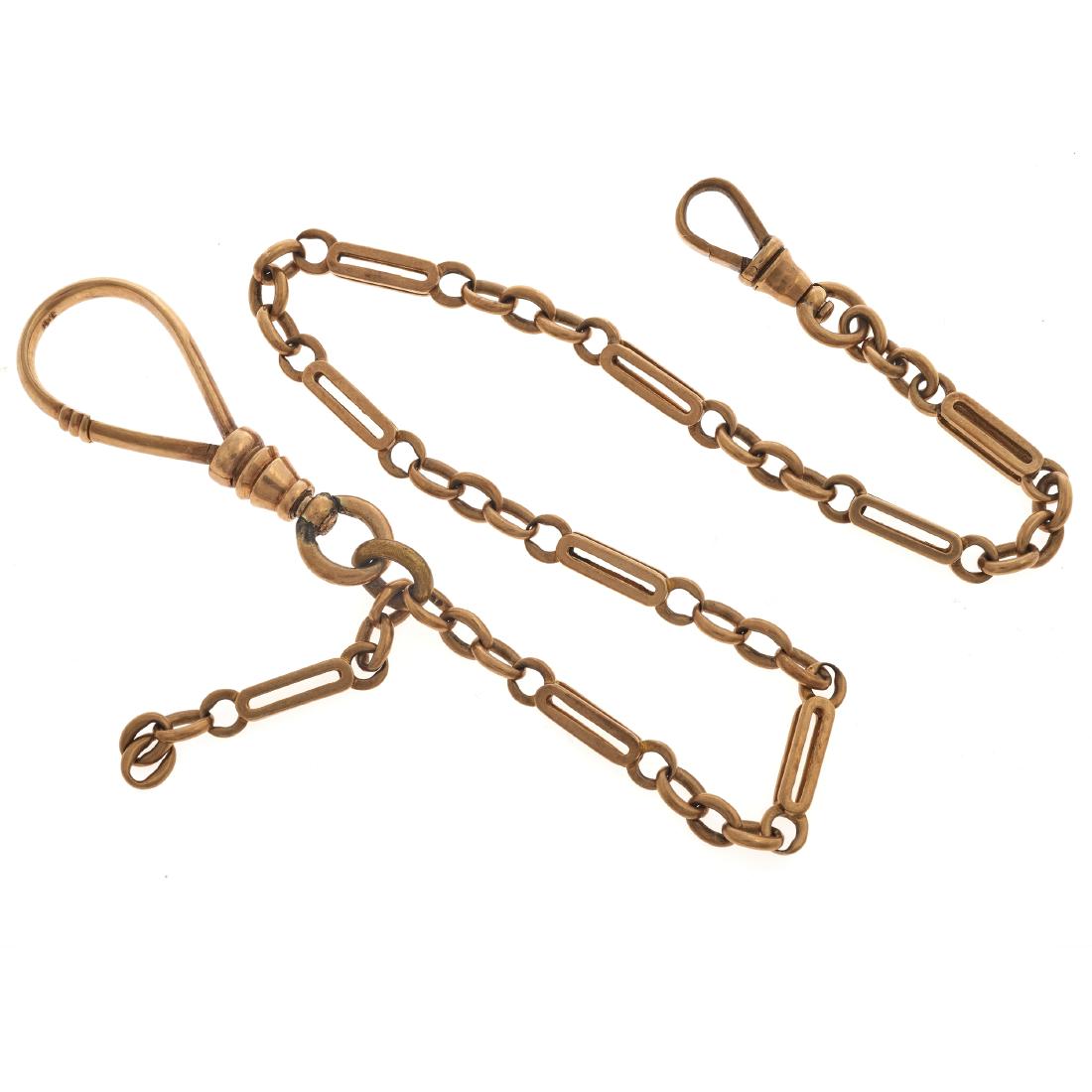 A Victorian 14k rose gold pocket watch chain (1 of 3)