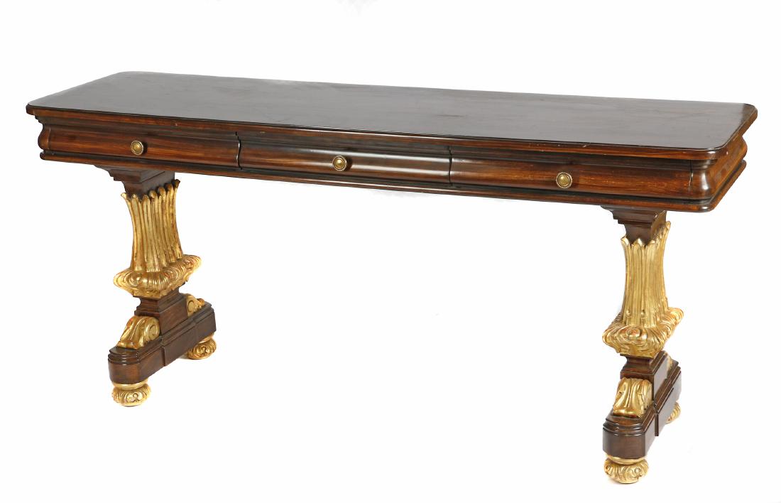 Napoleon III style zebra wood console table (1 of 5)