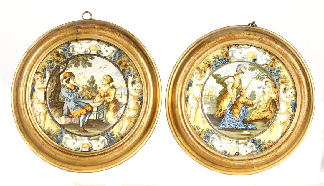 Framed majolica plates (1 of 4)