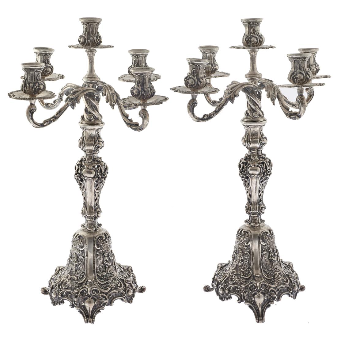 Pair of German .800 silver candleabra (1 of 5)