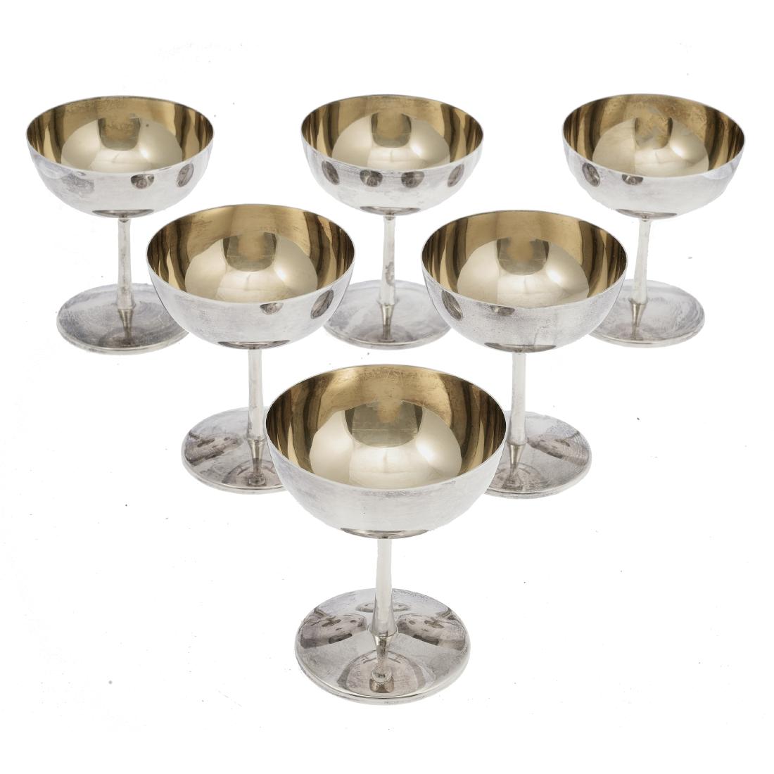 A set of 6 English sterling silver sherberts (1 of 4)