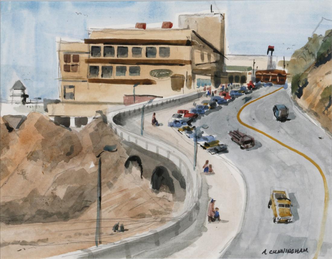 Alfred Cunningham (Californian) Mid-century watercolor (1 of 5)