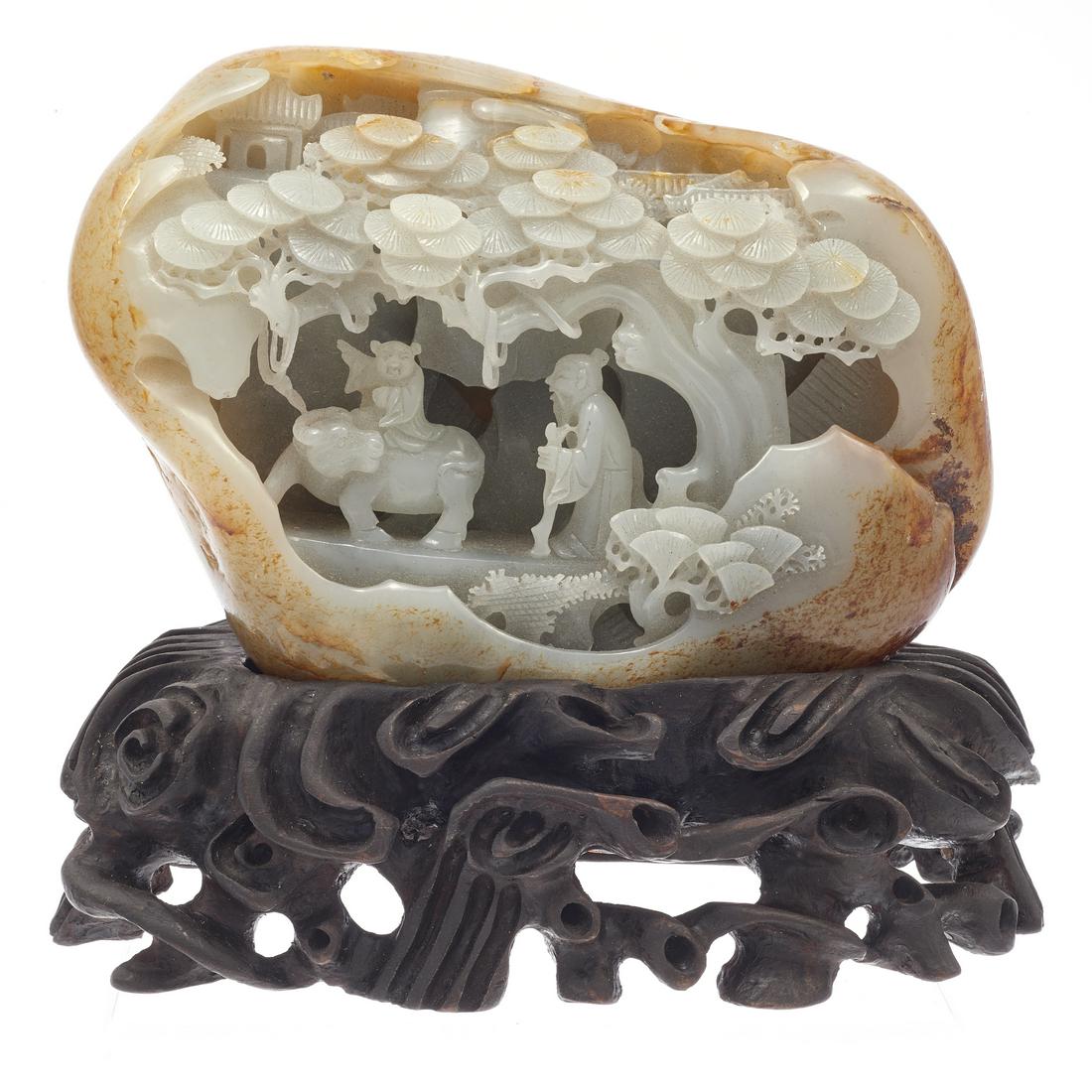 A Chinese celadon jade boulder carving (1 of 4)