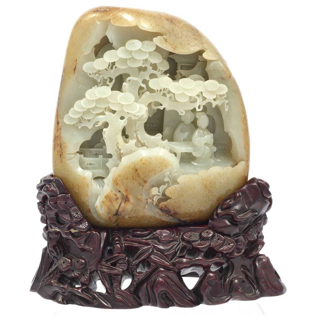 A Chinese russet jade boulder carving (1 of 4)