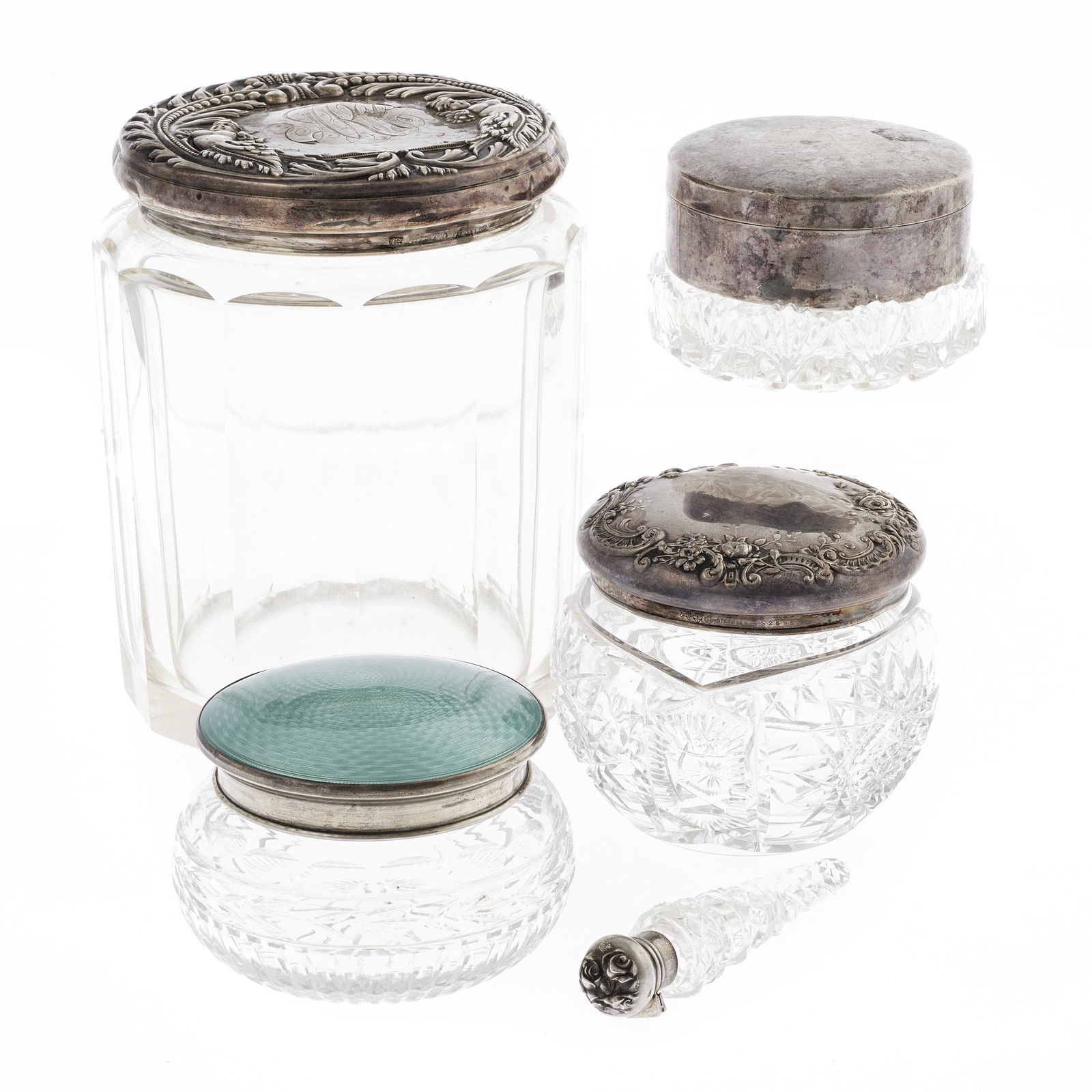 A collection of sterling silver and cut glass vanity (1 of 8)