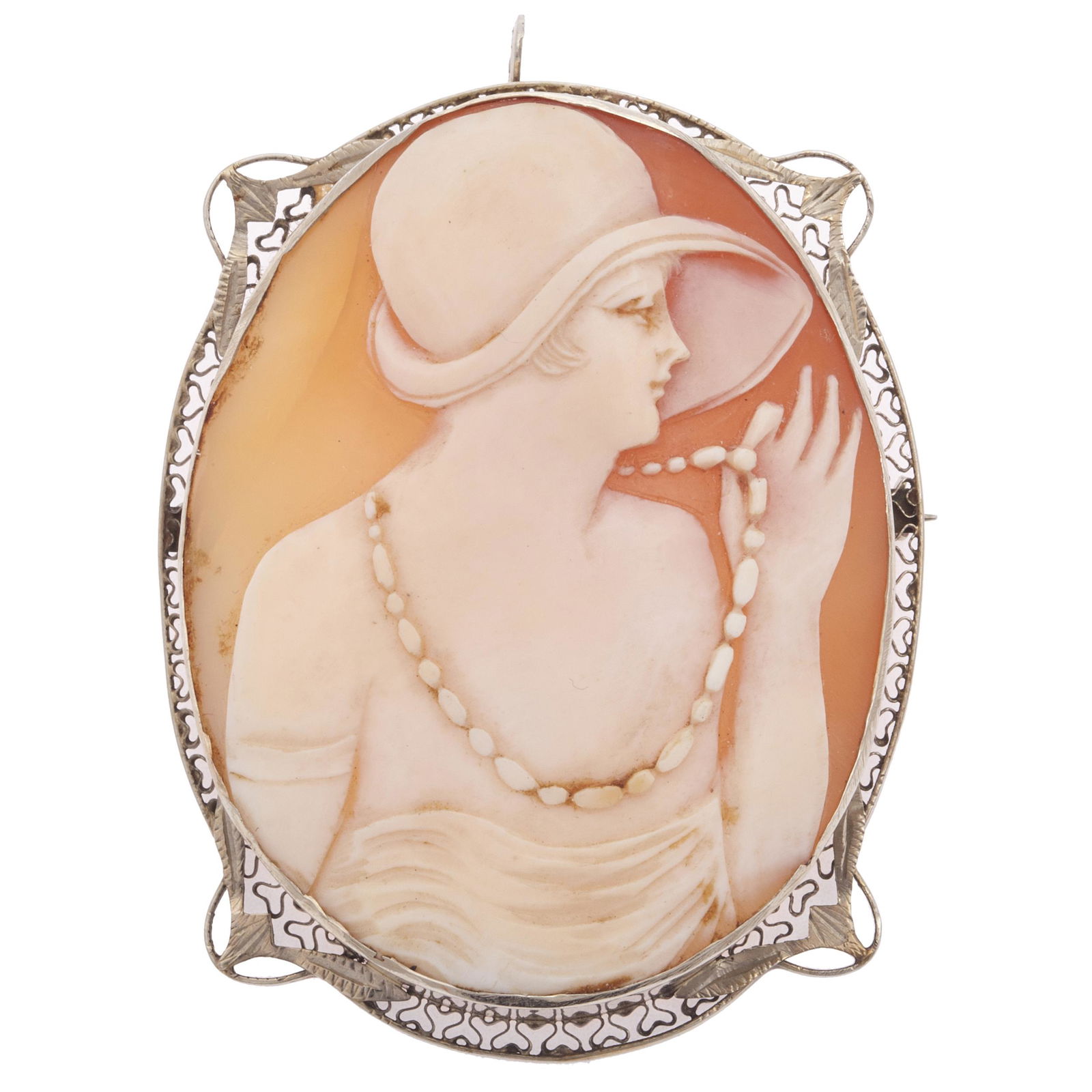 Art Deco Shell Cameo, 14k Pin Pendant (1 of 2)