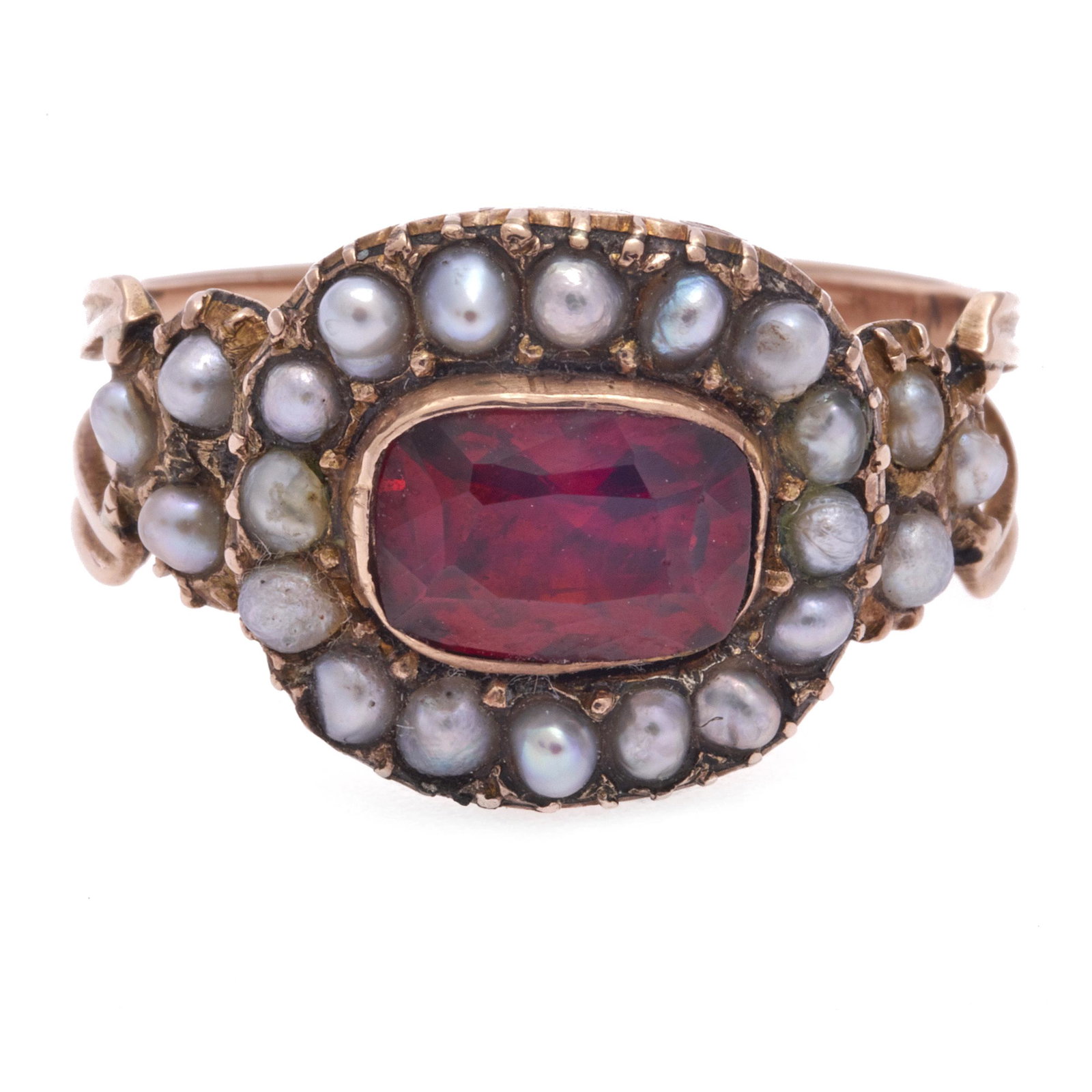 Georgian Garnet, Pearl, 10k Rose Gold Ring (1 of 4)