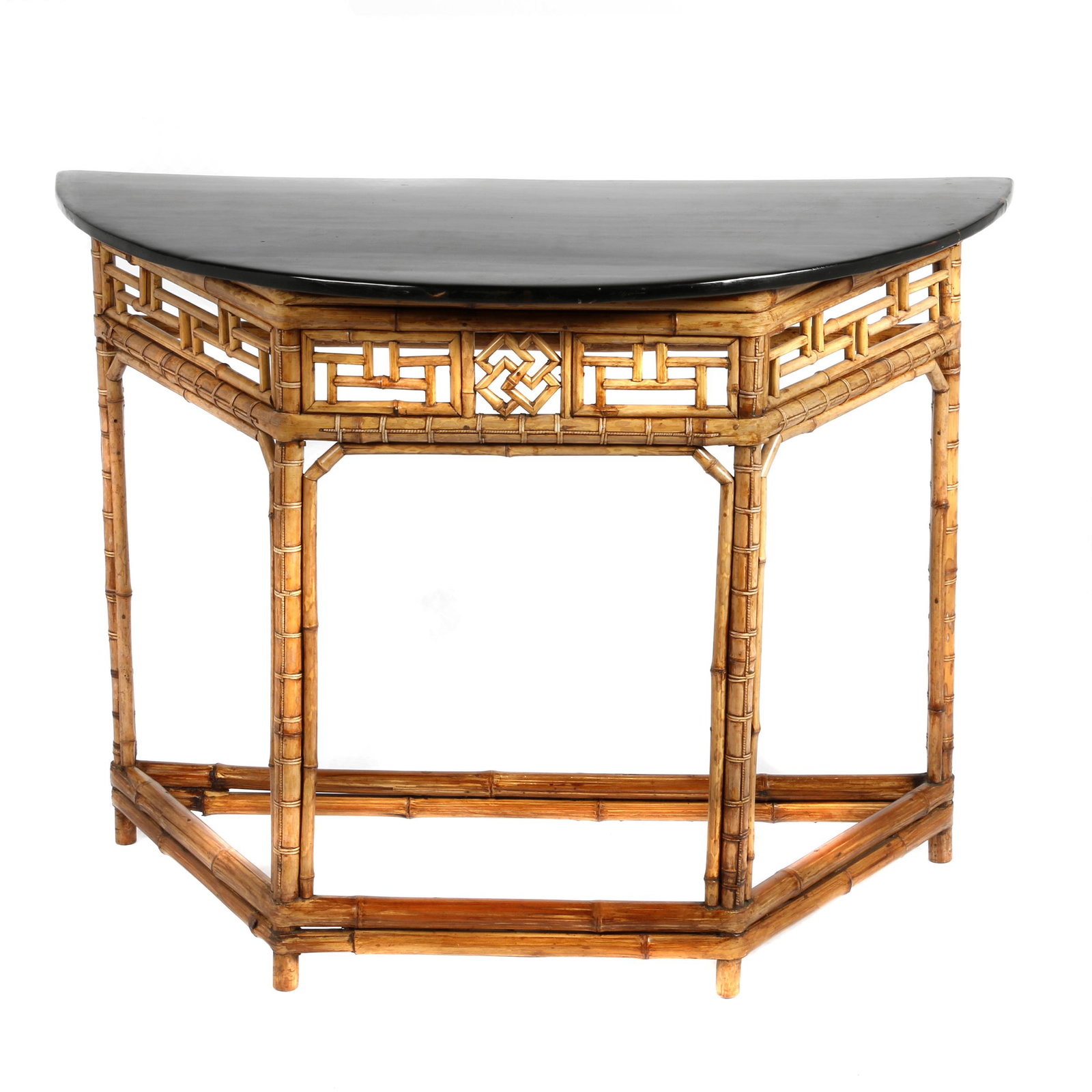 McGuire Style Demilune Console Table (1 of 4)