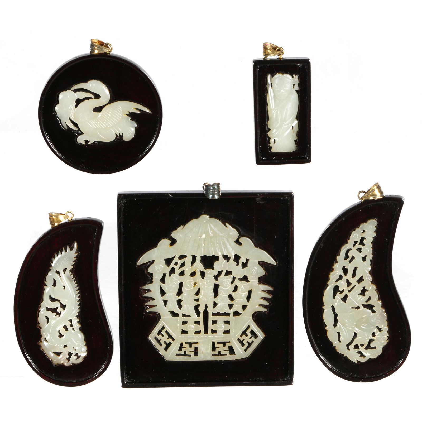 Five Celadon Jade Plaques, Qing Dynasty (1 of 6)