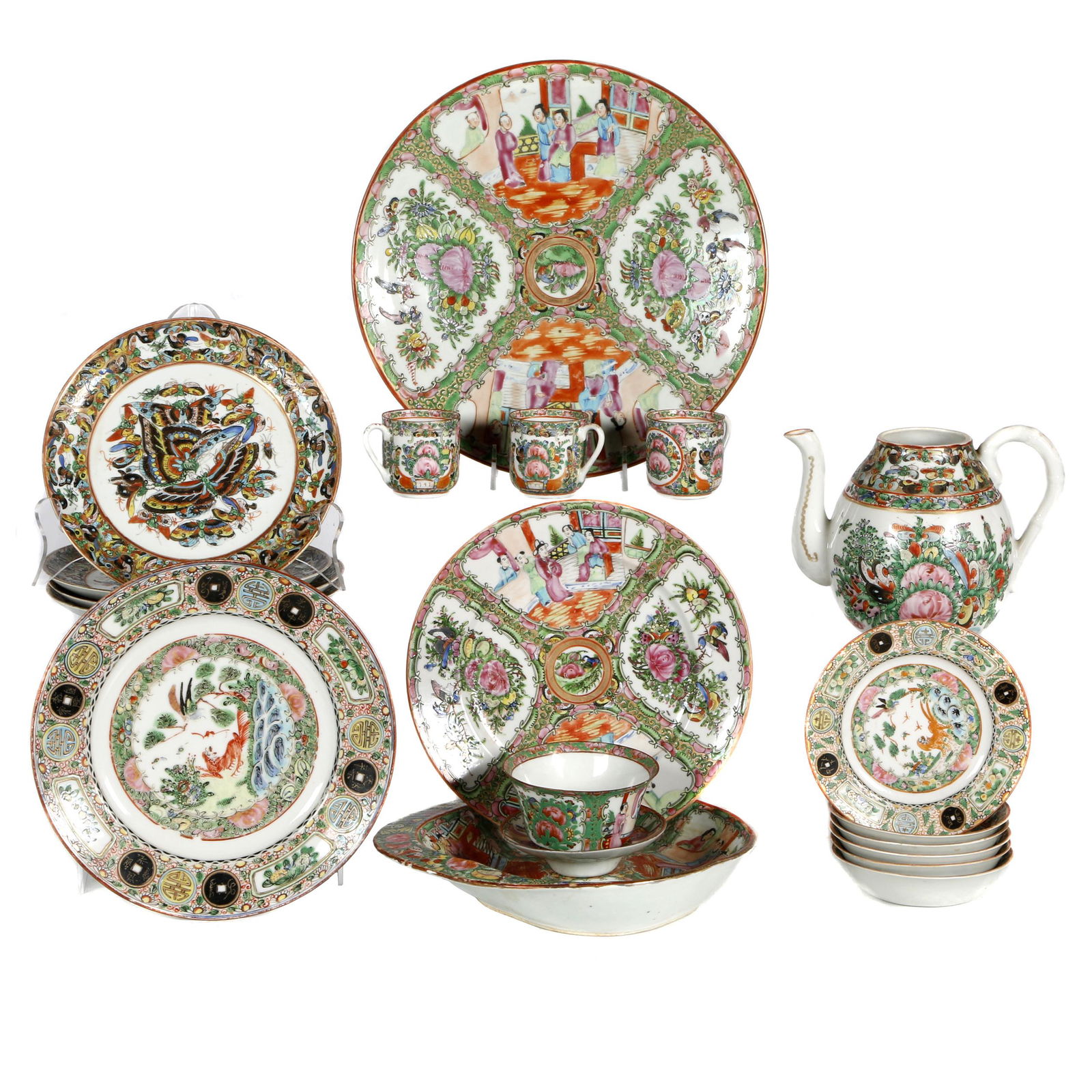 Chinese Export Enameled Porcelain Group (1 of 7)