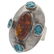 Amber, Turquoise, Sterling Silver Ring - 2