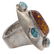 Amber, Turquoise, Sterling Silver Ring - 5