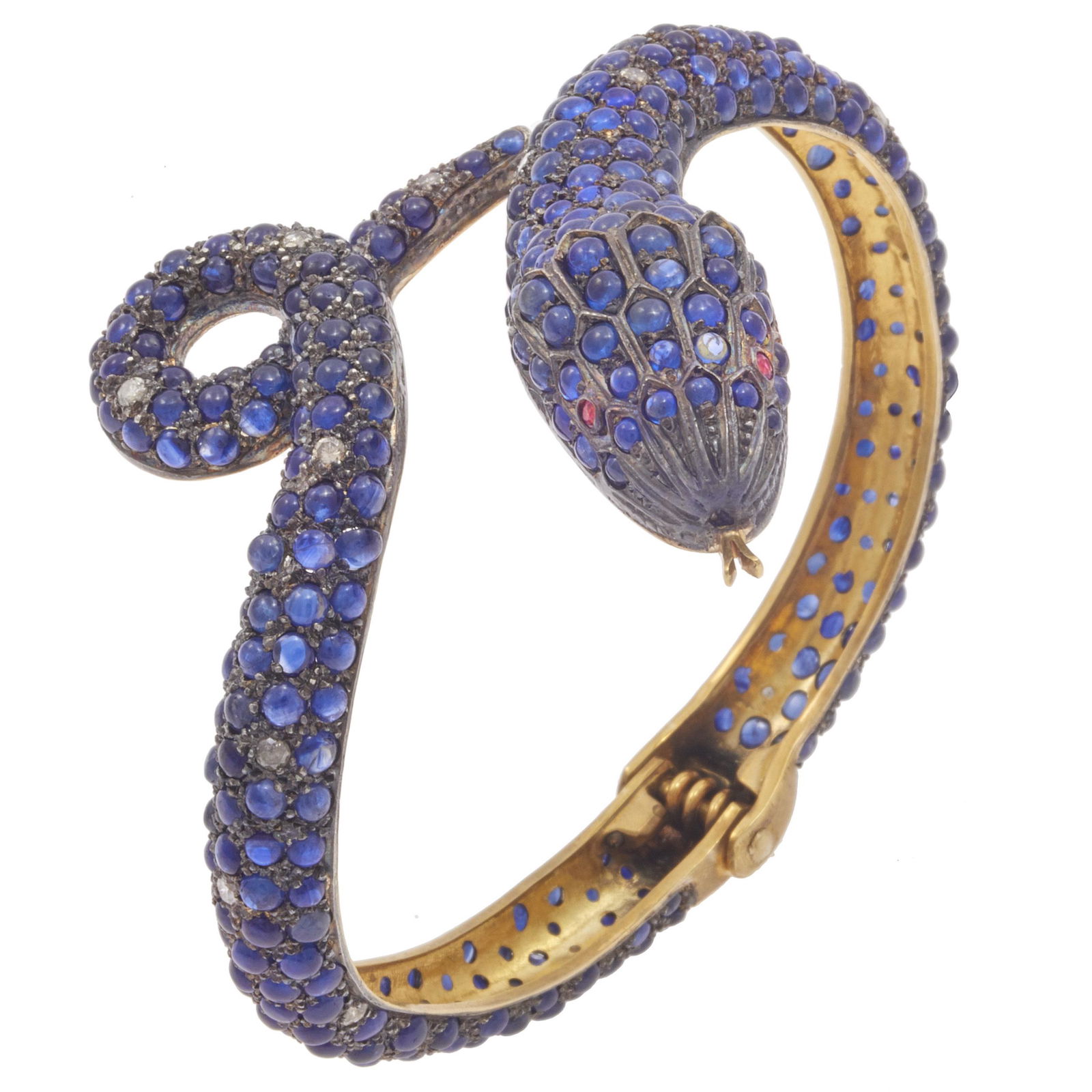 Sapphire, Diamond, Silver Gilt Snake Bracelet (1 of 3)