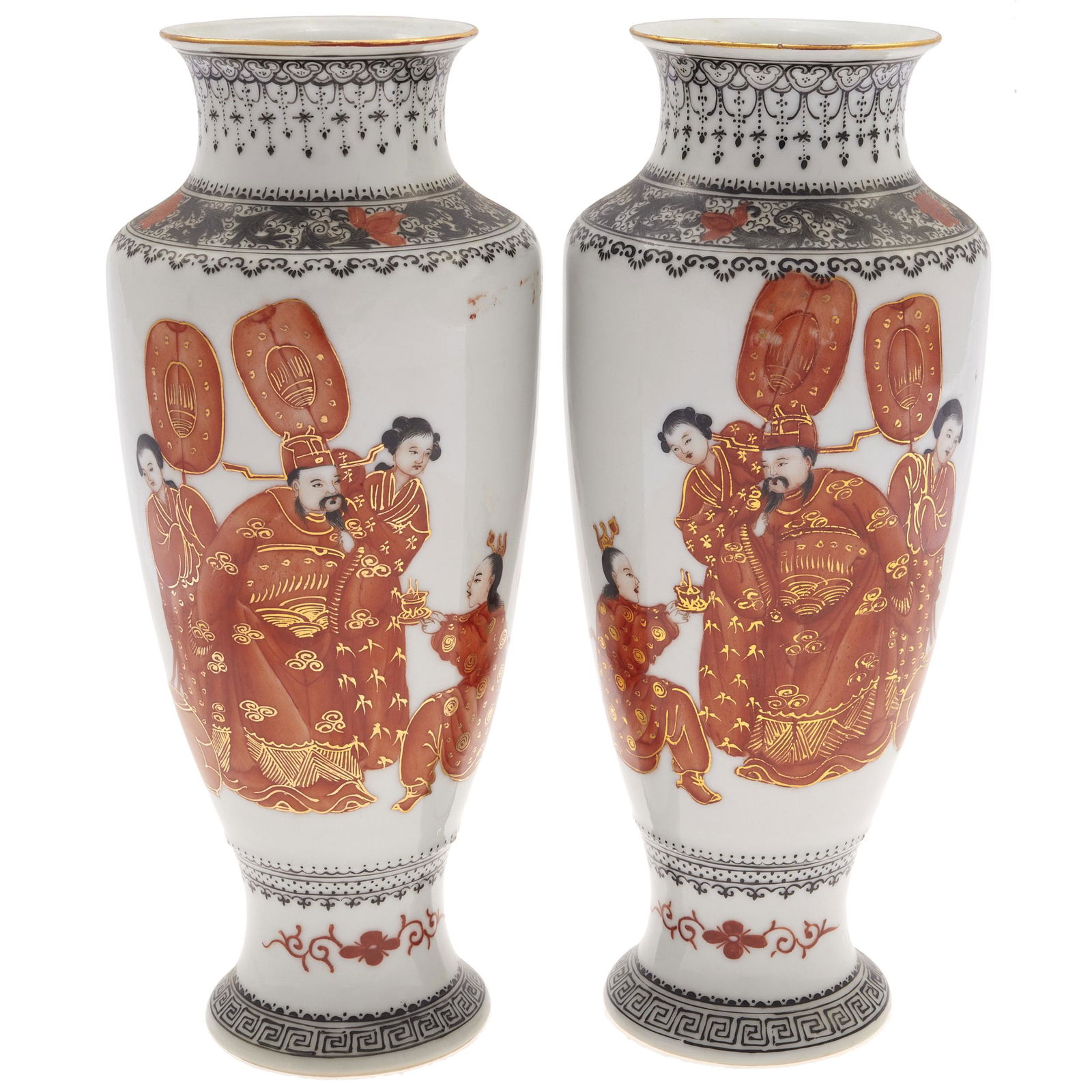 Pair of Iron-Red Painted Vases, 20th century (1 of 3)