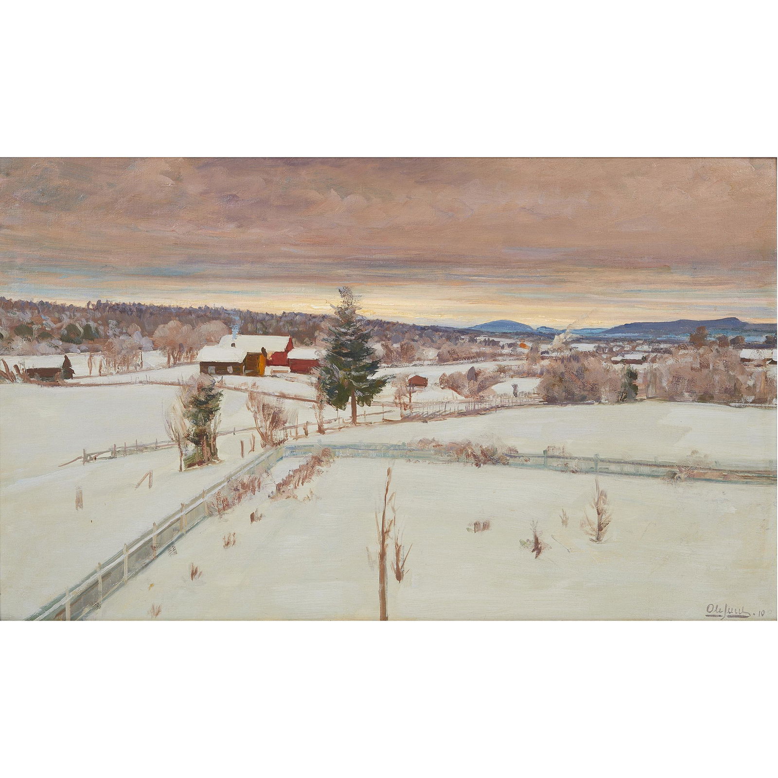Ole Juul  (Norwegian 1852 - 1927) Winter Sunset (1 of 5)