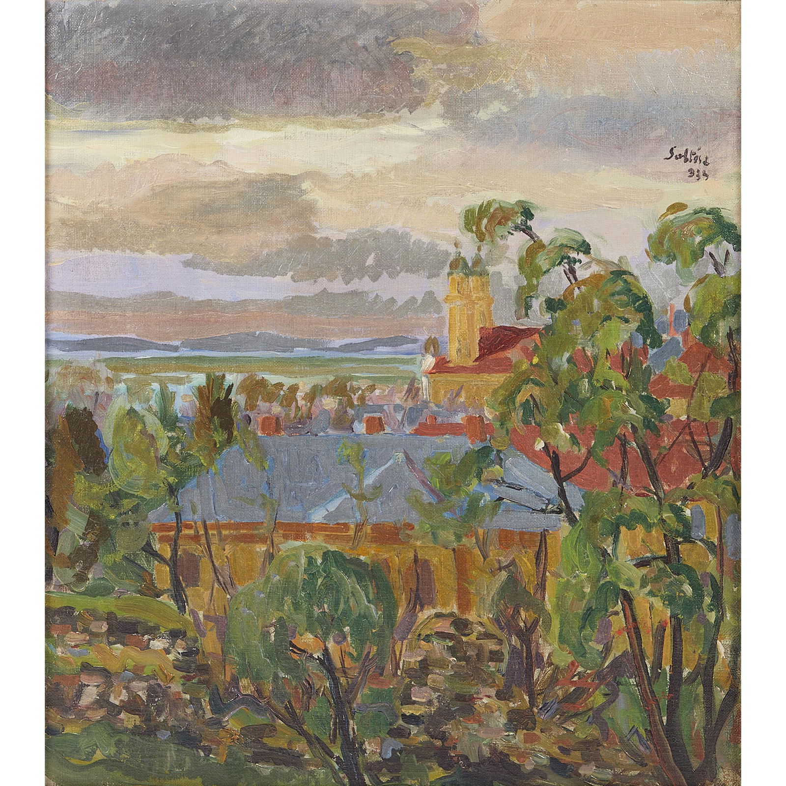 Mexican School (20th Century) View of a Village with a (1 of 4)