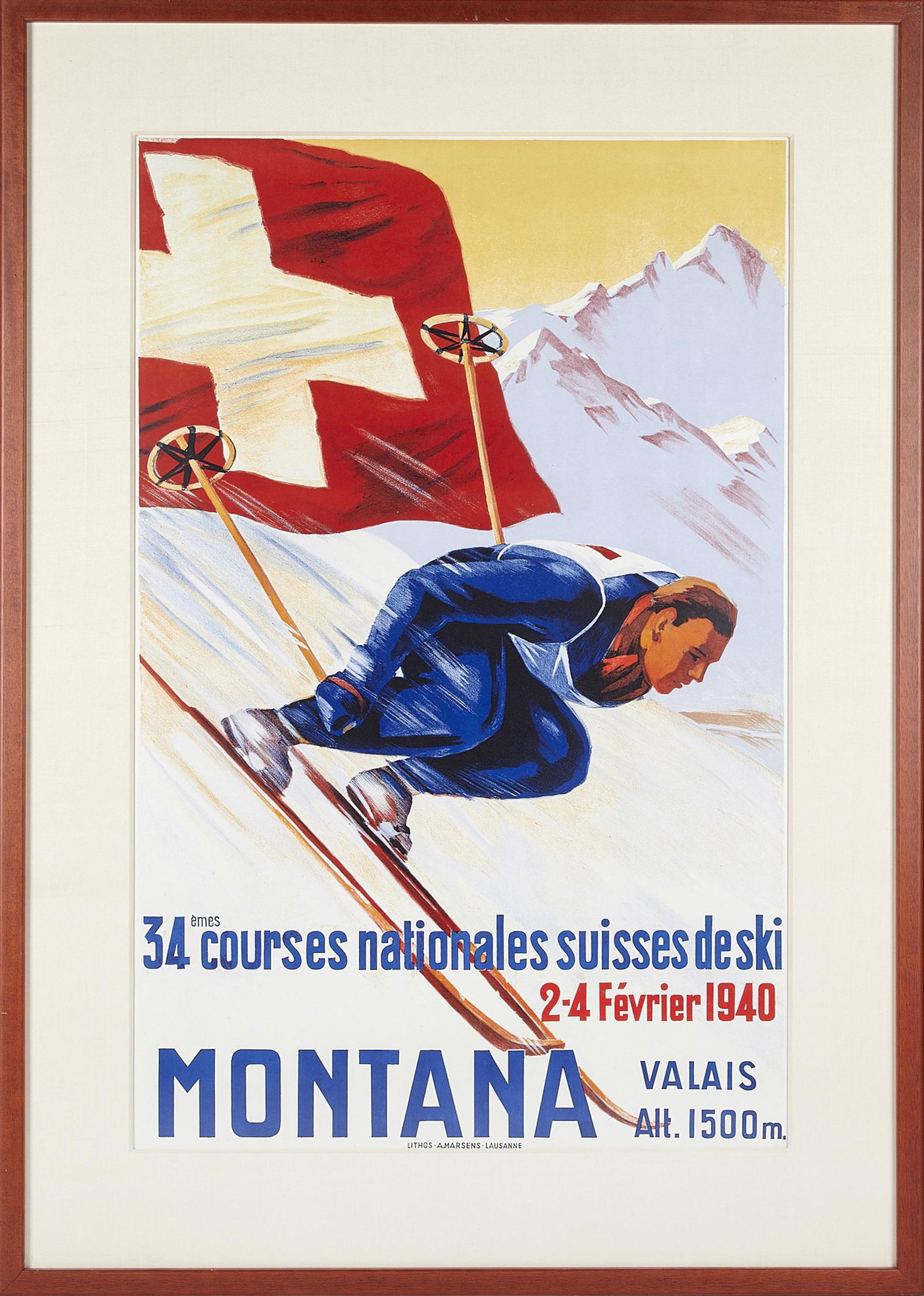 Montana Valais, Vintage Skiing Poster (1 of 2)