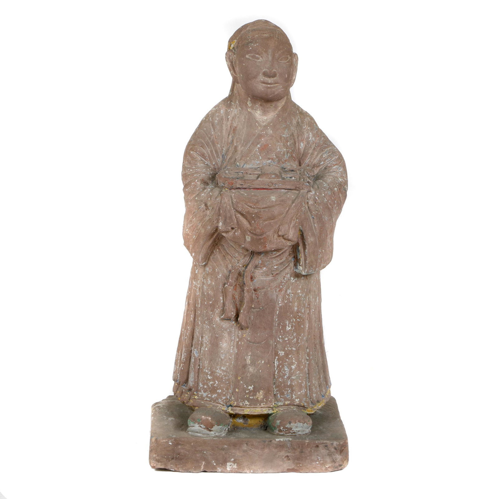 Red Sandstone Figure of an Attendant, Ming dynasty: Height: 22 3/4in.