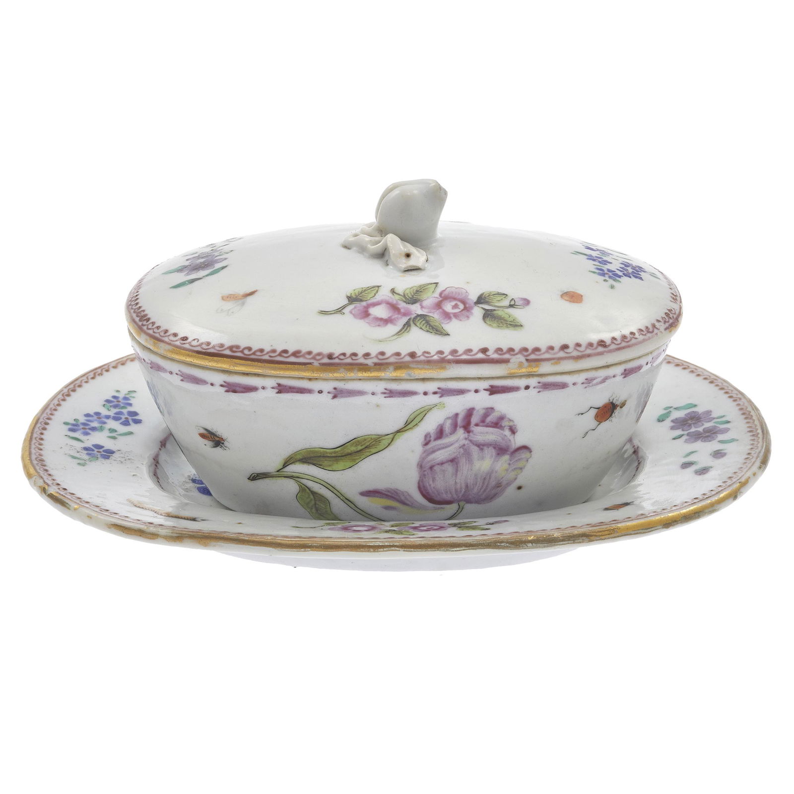 Chinese Export Famille Rose Butter Tub and Tray, Circa (1 of 4)