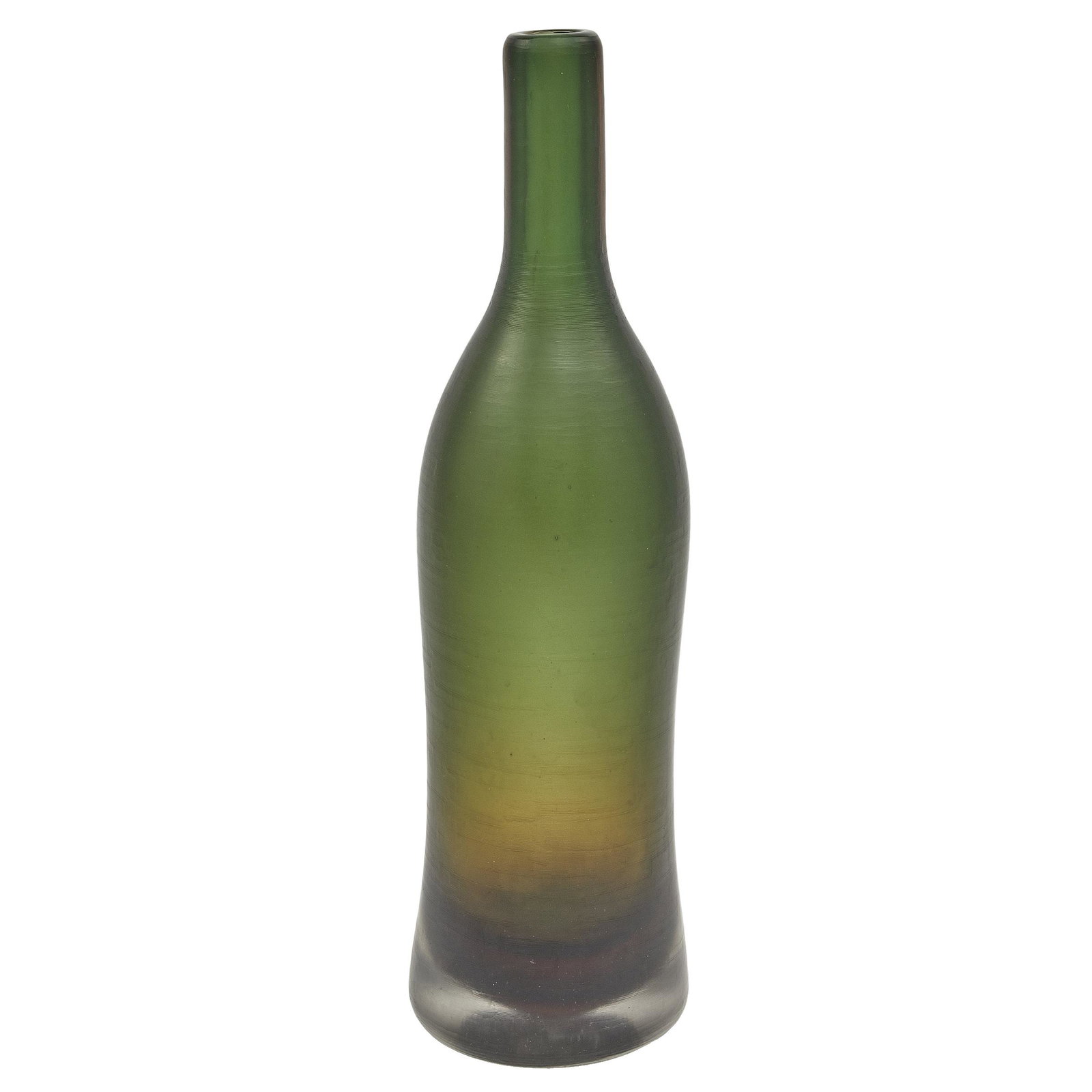 Tall Carlo Scarpa Murano Glass Bottle by Venini: Tall Murano Glass Bottle by Venini Height: 16 3/4" Base Diameter: 4 3/4" Three line acid back stamp: Venini - Murano - Italia Polished Pontil Very Good Condition