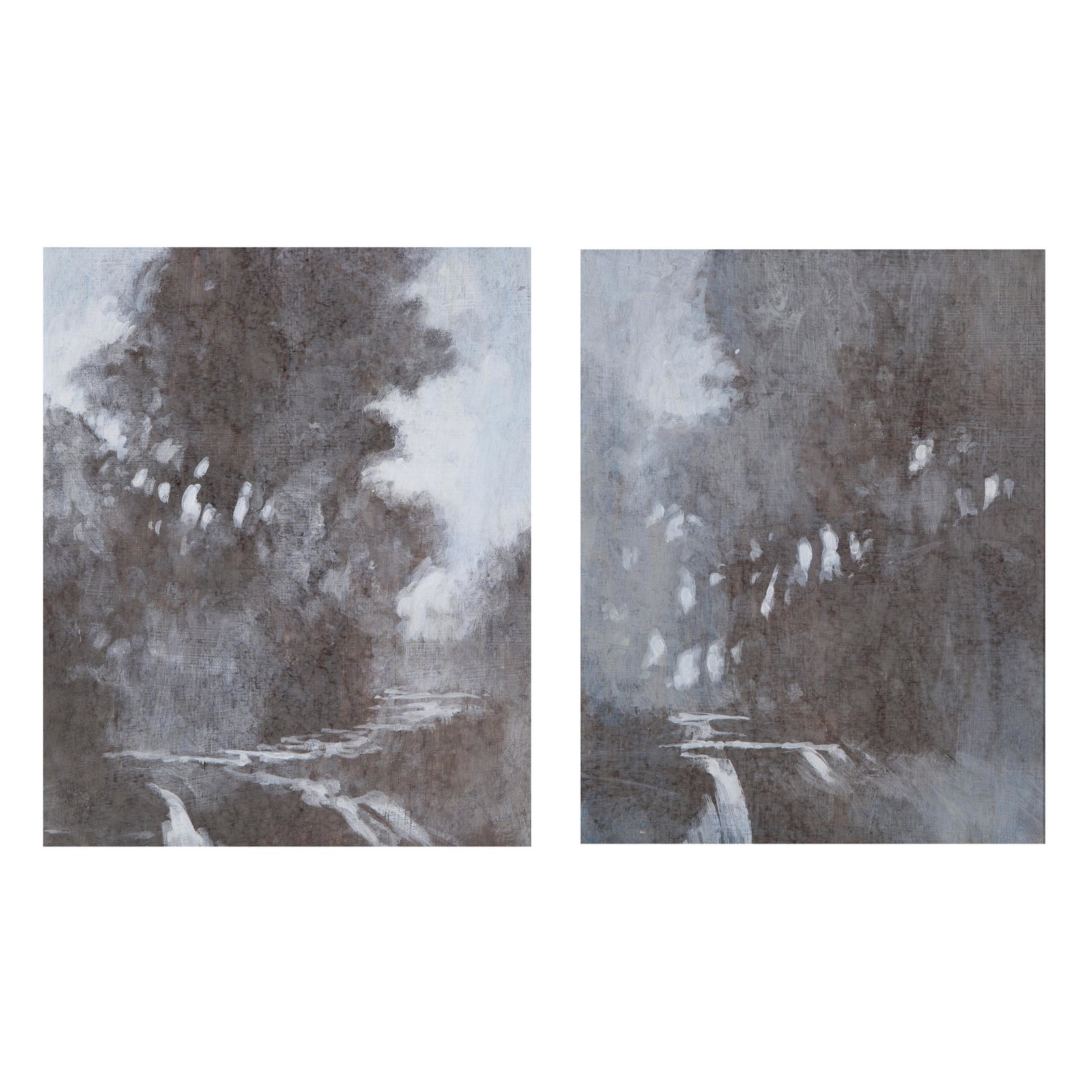 Stuart Coleman Budd, Tree Lined River Landscapes (a: Stuart C. Budd (American, 20th/21st Century). Tree Lined River Landscapes (a pair). Oil on panel. Each measures 10 in. high x 8 in. wide (with frame measures 18 in. high x 16 in. wide). Condition: In 