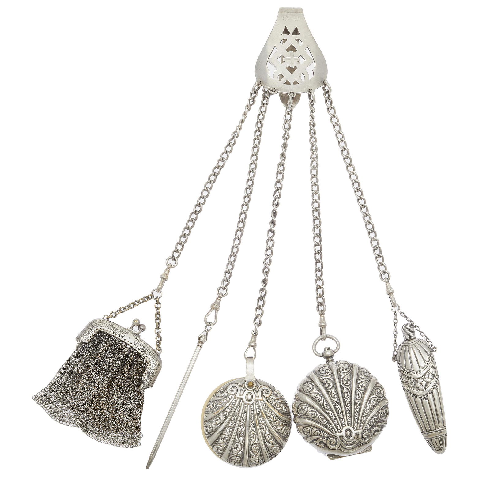 Victorian Sterling Silver, Metal Chatelaine (1 of 3)