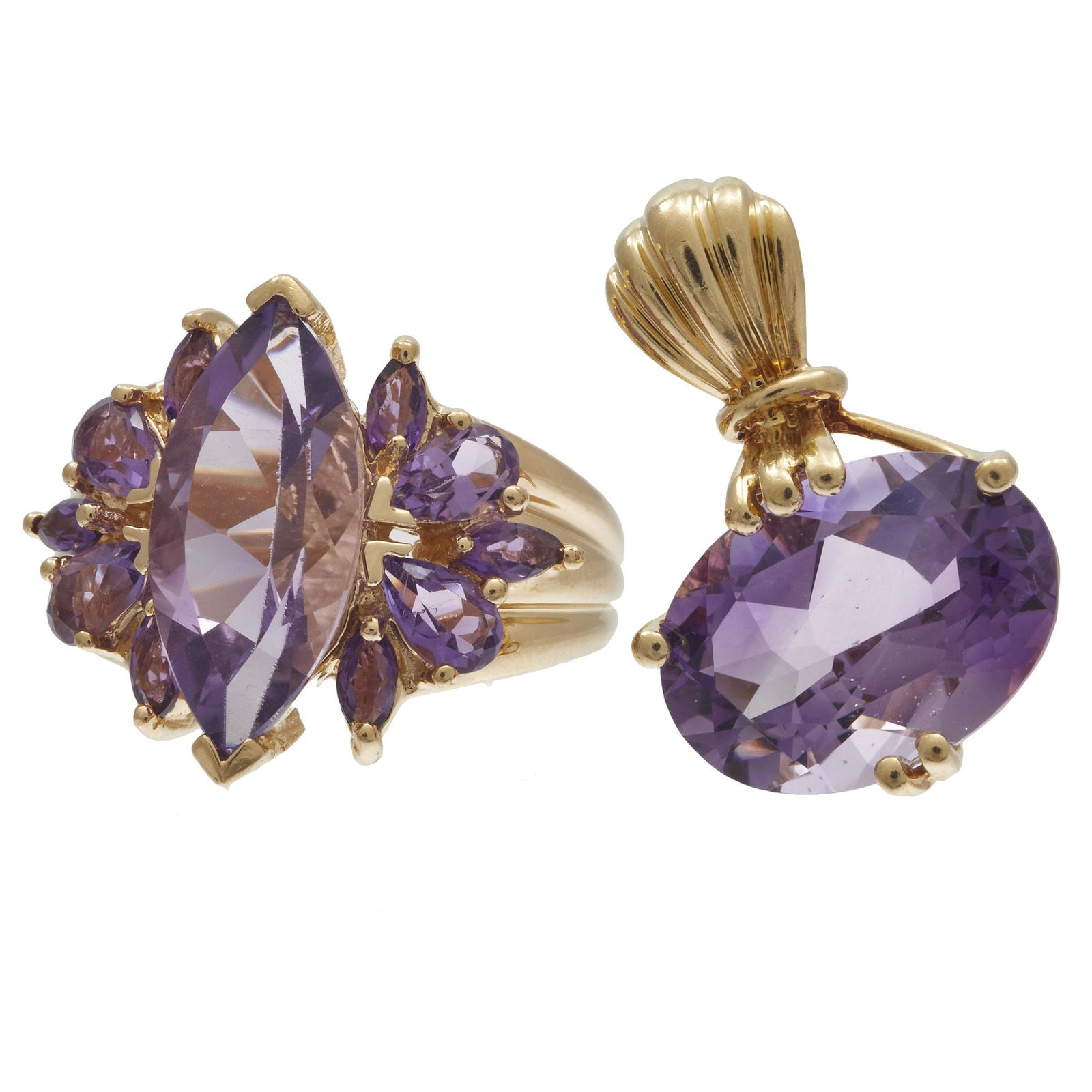 Amethyst, 14k Yellow Gold Ring with Pendant (1 of 3)